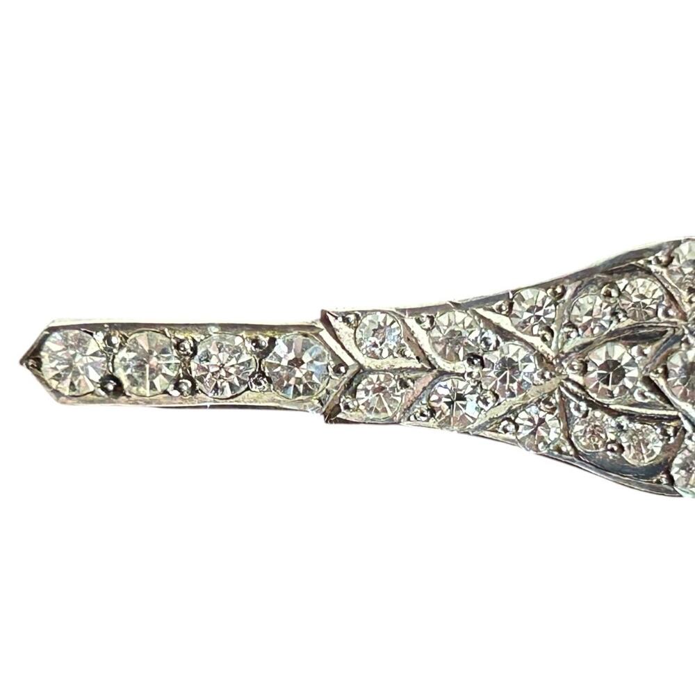 Art Deco Sterling Sterling Silver Bar Brooch
Paste Stones 3” Vintage Pin - Picture 6 of 11